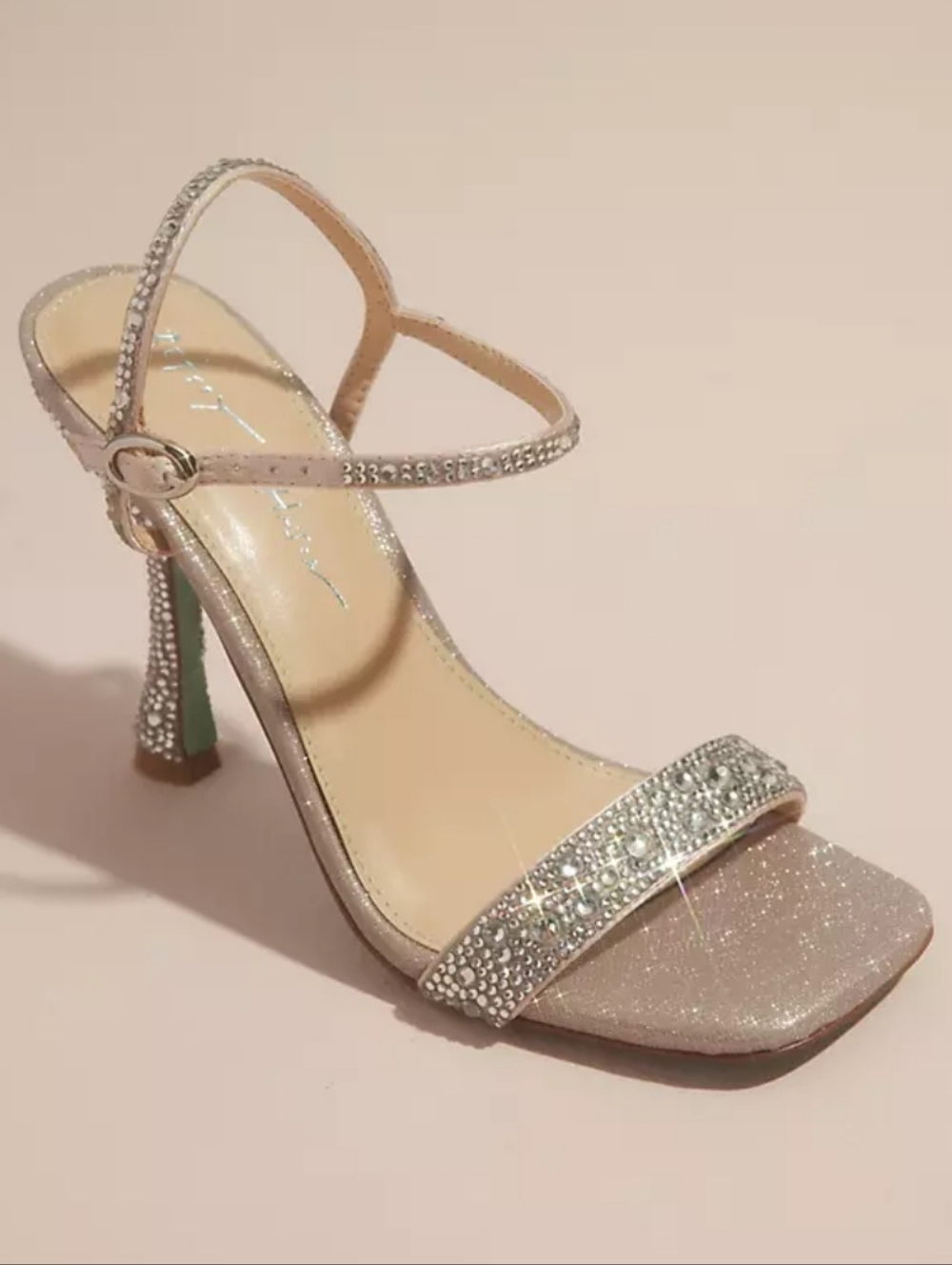 Betsey Johnson Blush Pink Glitter Crystal-Embellished Heels - Picture 2 of 10